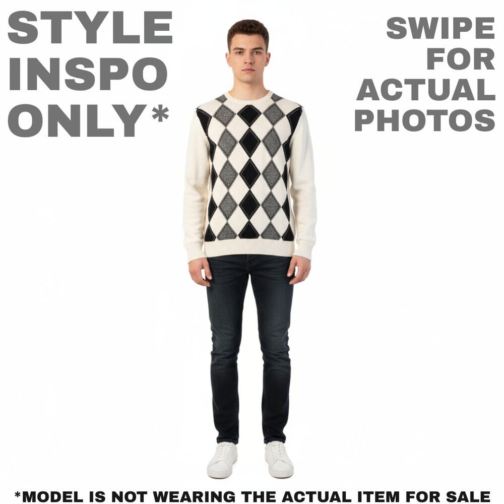 Vintage Geoffrey Beene Small Men's Argyle Sweater [0425] - Picture 2 of 8